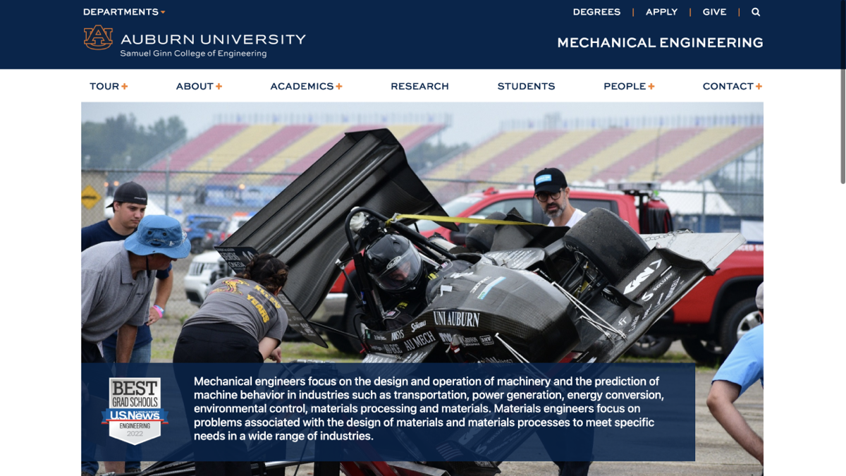 Auburn University engineering website redesign cover