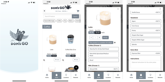 Screenshot of the original Dom's GO app
